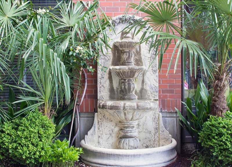 Brunnen Wandbrunnen Waschbecken 72,5cm Alu weiss Garten im antik Stil fountain 