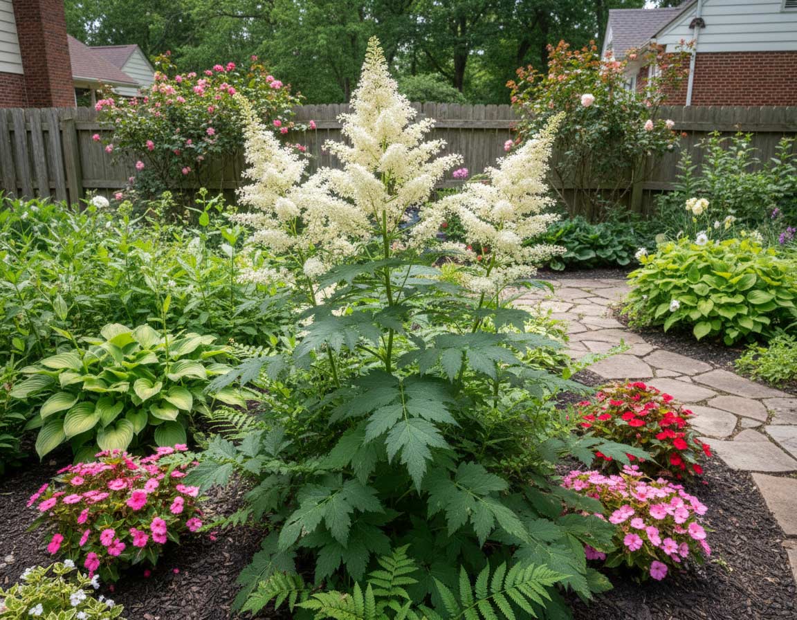 Stauden, wie die Astilbe, für den Schatten für den Sommer Stauden, wie die Astilbe, für den Schatten für den Sommer